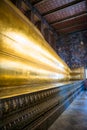 Panorama of statue of Reclining Buddha in temple Wat Pho, Bangkok