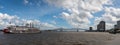 Panorama of a Steamboat cruses the Mississippi River in New Orleans