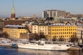 Panorama of Stockholm city on a sunny winter day photographed from the hilltop Royalty Free Stock Photo