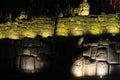 Panorama of the stone walls of the Inca ruins of Saqsaywaman, in Cusco, Peru