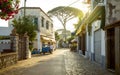 Panorama of street on Capri island, Italy Royalty Free Stock Photo