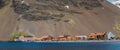 Panorama of Stromness Bay where Shackleton was saved Royalty Free Stock Photo