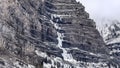 Panorama Stunning Bridal Veil Falls in Provo Canyon with frozen water on the rugged slope Royalty Free Stock Photo