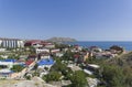 Panorama of Sudak - a resort town on the Black Sea coast of Crimea