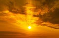 Panorama of sun shining on the sky with clouds background Royalty Free Stock Photo