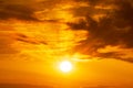 Panorama of sun shining on sky and clouds background sunrise or sunset scene Royalty Free Stock Photo