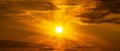 Panorama sun shining on the sky sunrise or sunset time nature background Royalty Free Stock Photo