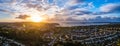 Panorama of Sunrise over Torquay from a drone, Devon, England, Europe Royalty Free Stock Photo