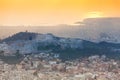 Panorama during sunset in Athens, Greece