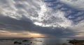 Panorama of the sunset in Caesarea, view on the Mediterranean Sea