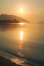 Panorama of sunset on Koh Pha Ngan island, Thong Sala beach, Thailand Royalty Free Stock Photo