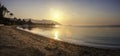 Panorama of sunset on Koh Pha Ngan island, Thong Sala beach, Thailand Royalty Free Stock Photo