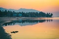 Panorama of sunset on Koh Pha Ngan island, Thong Sala beach, Thailand Royalty Free Stock Photo