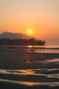 Panorama of sunset on Koh Pha Ngan island, Thong Sala beach, Thailand Royalty Free Stock Photo