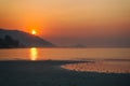 Panorama of sunset on Koh Pha Ngan island, Thong Sala beach, Thailand Royalty Free Stock Photo
