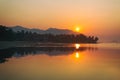 Panorama of sunset on Koh Pha Ngan island, Thong Sala beach, Thailand Royalty Free Stock Photo