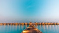 Panorama sunset landscape in Maldives. Beautiful twilight sky and colorful clouds. Beautiful beach background for vacation holiday