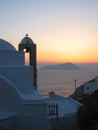 Sunset on an orthodox church on the sea to Milo in the Cyclade Islands in Greece.