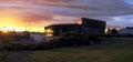 Panorama of sunset over Harpa concert hall in Reykjavik, Iceland Royalty Free Stock Photo