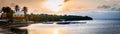 Panorama of Sunset over seaside boat rental in the florida keys Royalty Free Stock Photo