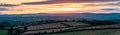 Panorama of Sunset over Torquay Meadows and Fields from a drone, Devon, England Royalty Free Stock Photo