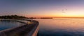 Panorama of a sunset over a tropical island in the Maldives Royalty Free Stock Photo