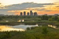 Panorama at sunset in the Vacaresti Delta from Bucharest Royalty Free Stock Photo