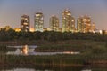 Panorama at sunset in the Vacaresti Delta from Bucharest Royalty Free Stock Photo