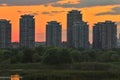 Panorama at sunset in the Vacaresti Delta from Bucharest Royalty Free Stock Photo