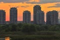 Panorama at sunset in the Vacaresti Delta from Bucharest Royalty Free Stock Photo