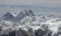 Panorama of the surroundings of mount Elbrus from a bird`s-eye view.