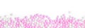 Panorama, sweet pink and white sugar pearls on white background