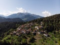 Panorama of swiss alpine mountain village town Trin Digg in Imboden Grisons Graubunden Switzerland Europe