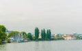 Panorama of the swiss city Rorschach situated on the bodensee lake...IMAGE Royalty Free Stock Photo