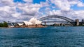 Panorama of Sydney Opera House and Harbour bridge in Sydney NSW Royalty Free Stock Photo