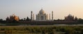 Panorama of Taj Mahal mausoleum back view from Mehtab Bagh