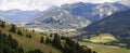 Panorama Tannheimer Tal in Austria with mountains and church