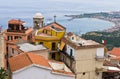 Panorama of Taromina bay from Castelmola in Sicily Royalty Free Stock Photo
