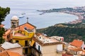 Panorama of Taromina bay from Castelmola in Sicily Royalty Free Stock Photo