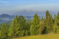 Panorama of the Tatra Mountains from Obidza in Beskid Sadecki, Poland Royalty Free Stock Photo