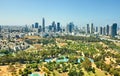 Panorama Tel Aviv overlooking the District of Tel Aviv business center and the highway Royalty Free Stock Photo
