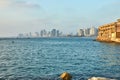 Panorama of Tel Aviv at sunset, coastal line with hotels Royalty Free Stock Photo