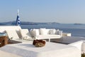 Panorama terrace of Santorini caldera, Aegean sea