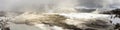 Panorama of terraces at Mammoth Hot Springs, Yellowstone National Park, Wyoming Royalty Free Stock Photo