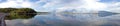 Panorama of Teton Mountains from Jackson Lake Dam Royalty Free Stock Photo