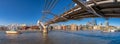 Panorama of the Thames river with Millennium bridge and Saint Paul`s Cathedral and Royalty Free Stock Photo