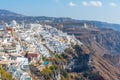 Panorama of Thira/Fira, Santorini, Greece Royalty Free Stock Photo