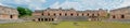 Panorama of three Maya Temples, in the archaeological area of Uxmal Royalty Free Stock Photo