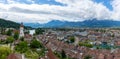 Panorama of Thun, Switzerland viewing Castles, Lakes, and the Town