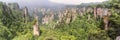 Panorama: Tianzi Mountain column karst at Wulingyuan Scenic Area, Zhangjiajie National Forest Park, Hunan, China